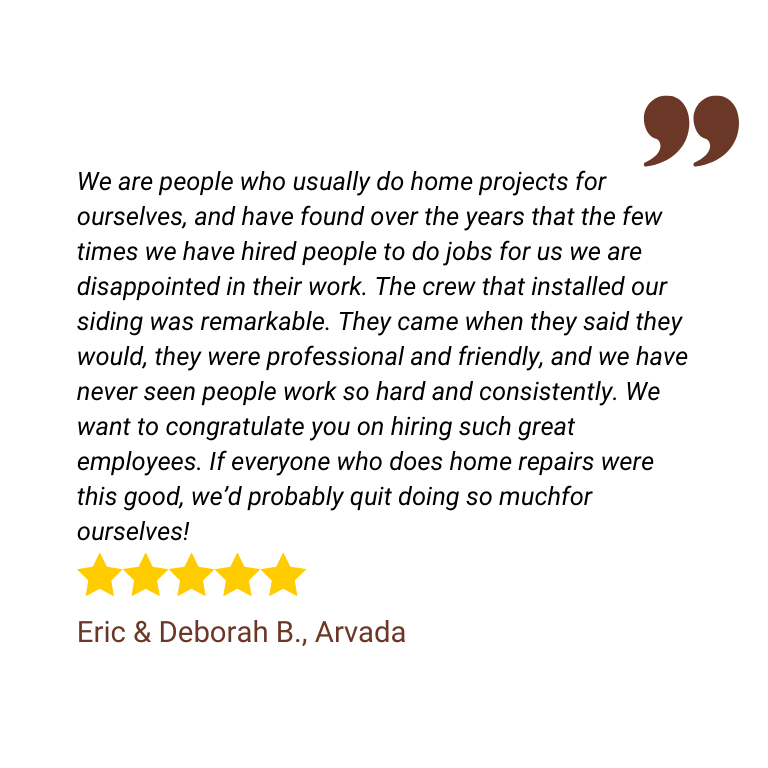 Five-star customer review of Colorado Window & Siding, number 5